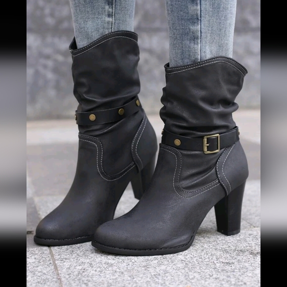 boutique Shoes - Slouchy Buckle Boots